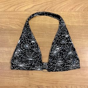 Metallic Spider Web Halter Festival Bikini Top